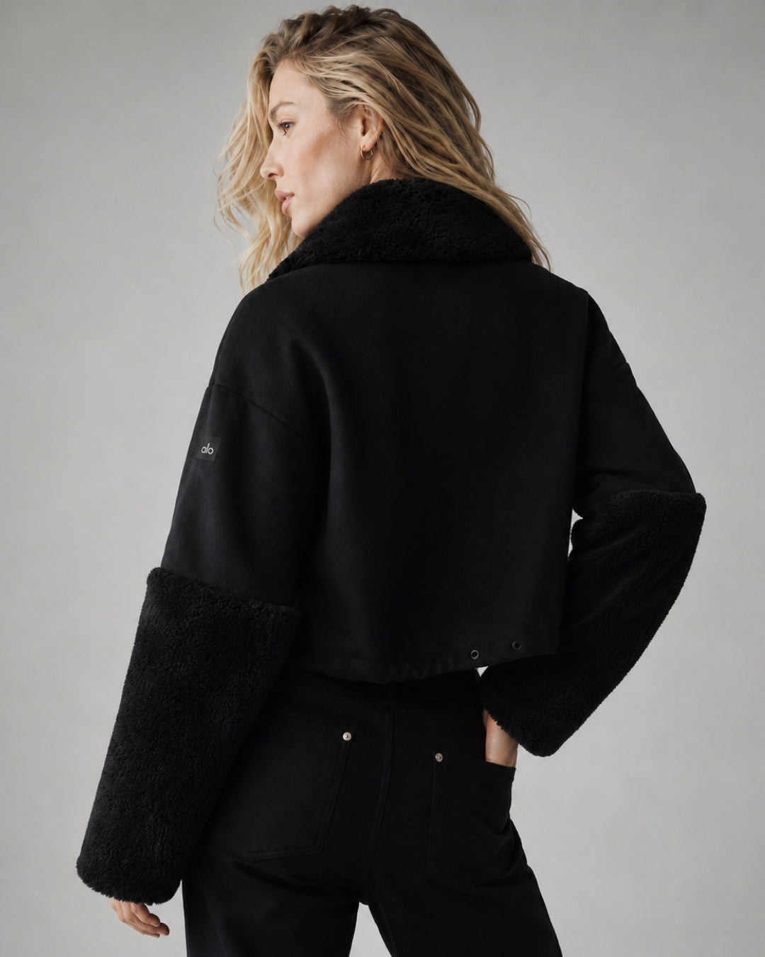 Alo Wool Blend Nightfall Bomber Black