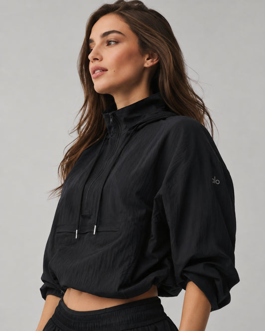 Alo 1/4 Zip Go Time Pullover Black