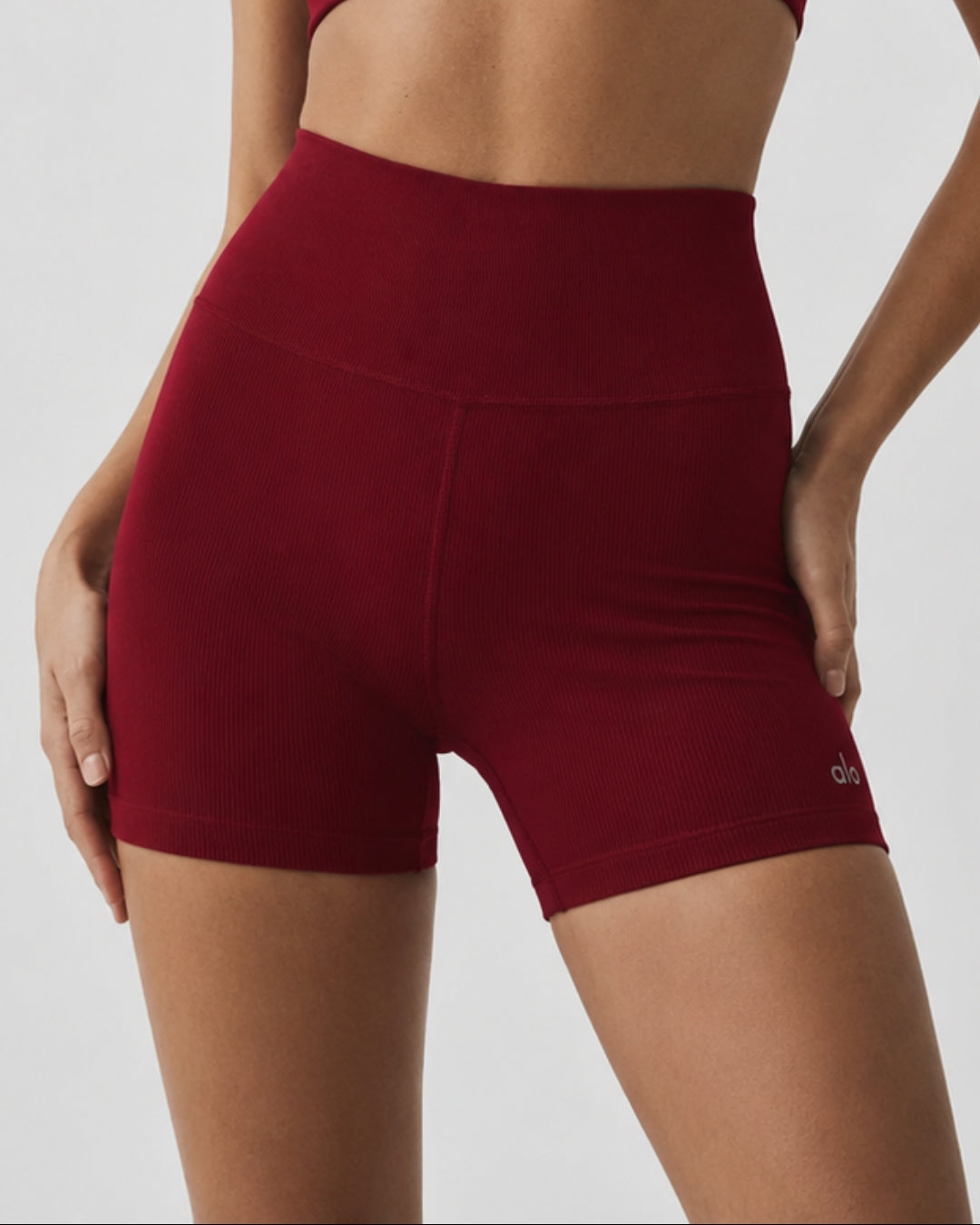 Alo 4" Seamless Modal Ribbed High-Waist Short Romance Red