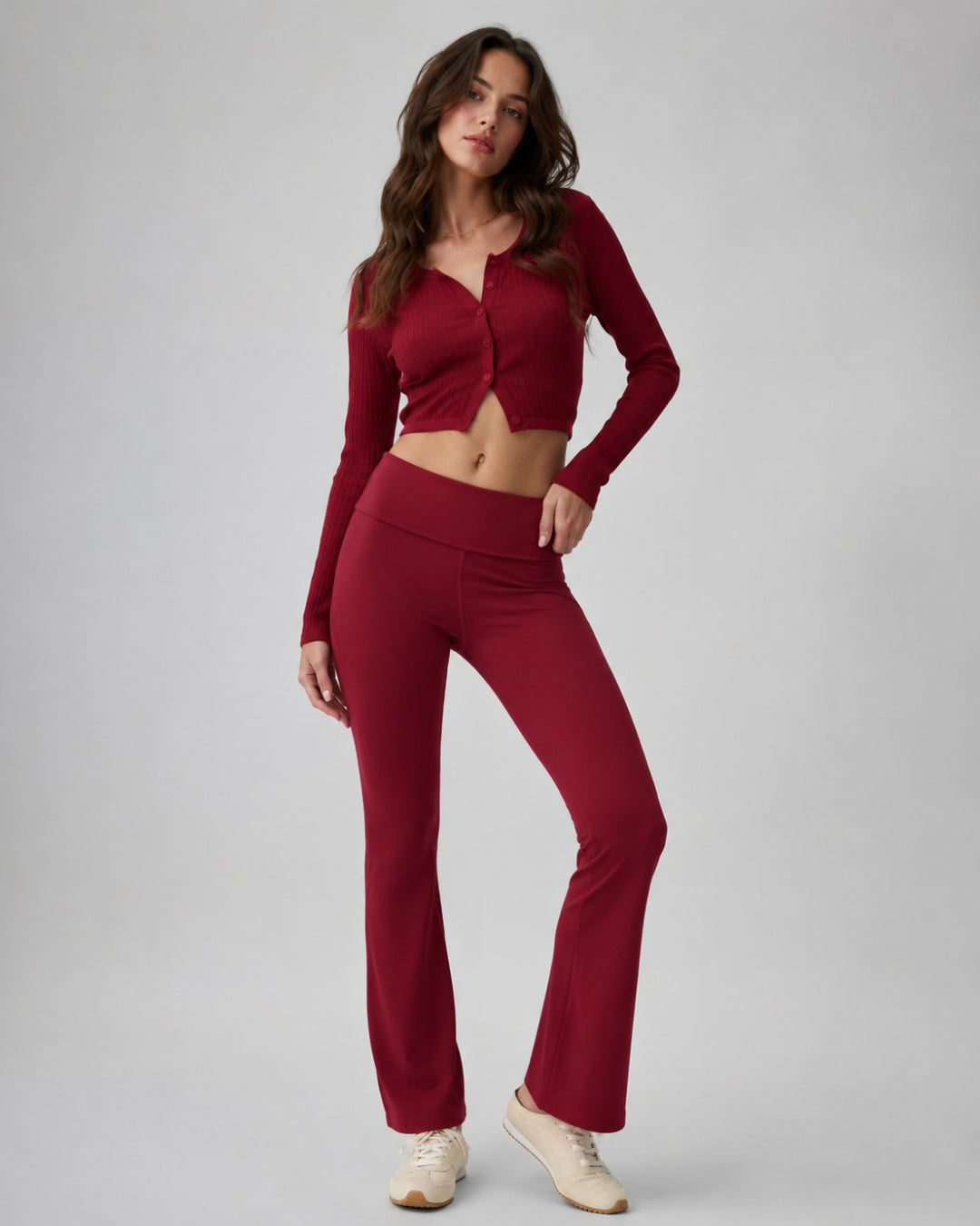Alo Softsculpt 7/8 Foldover Flare Legging Romance Red