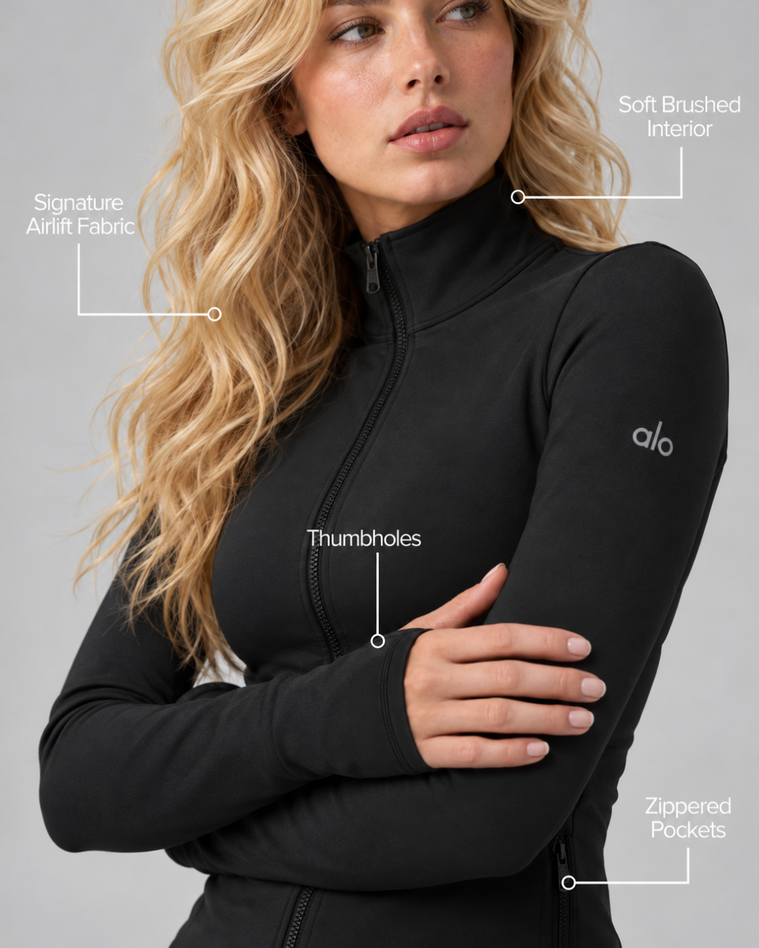 Alo Airlift Winter Warm Radiant Full-Zip Jacket Black