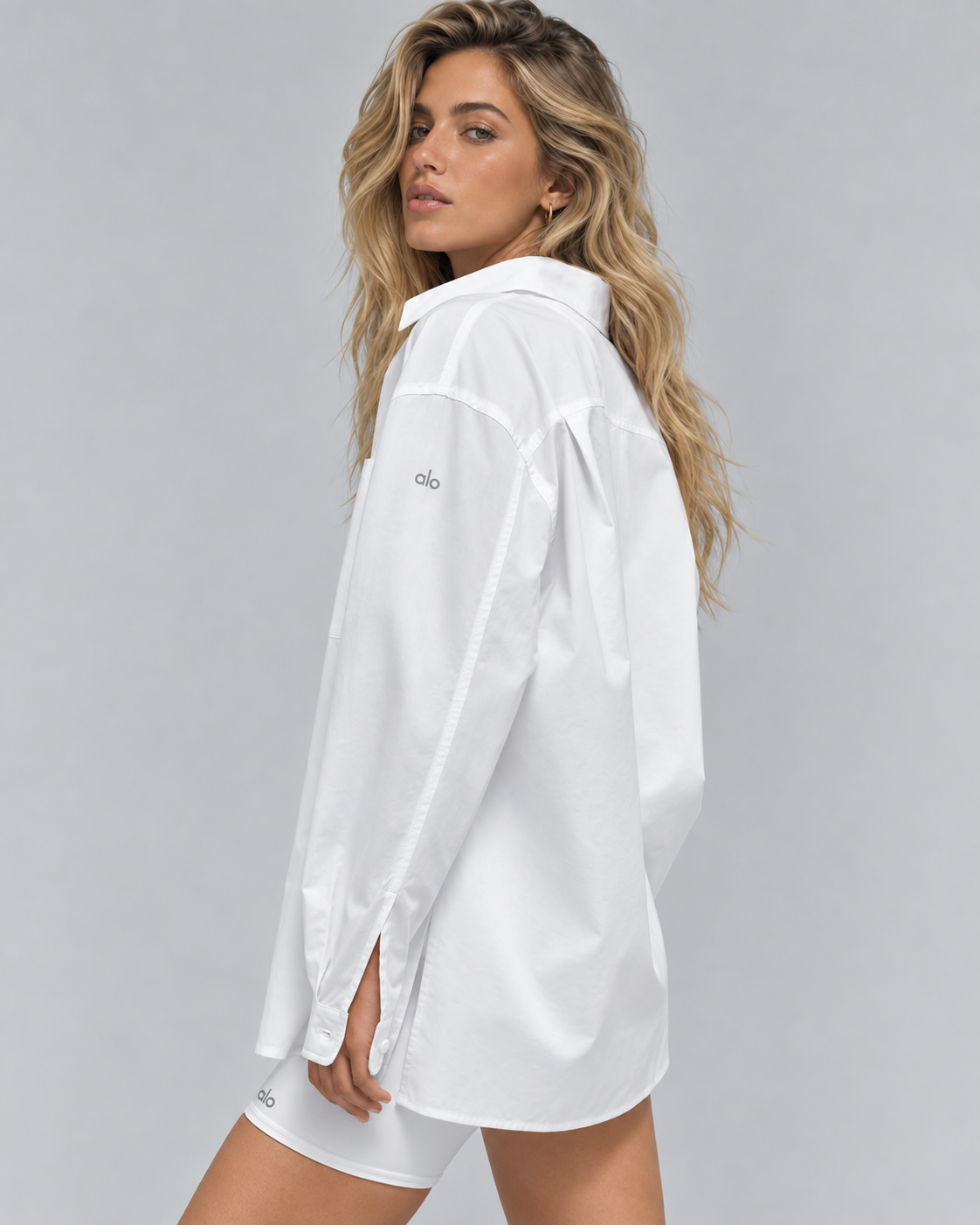 Alo Cotton Real Deal Button Up Long Sleeve White