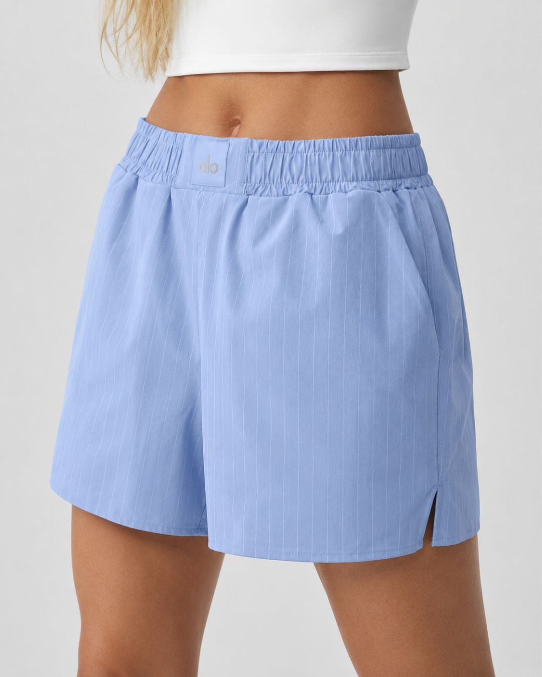 Alo Pinstripe Daylight Button Down Light Provence Blue