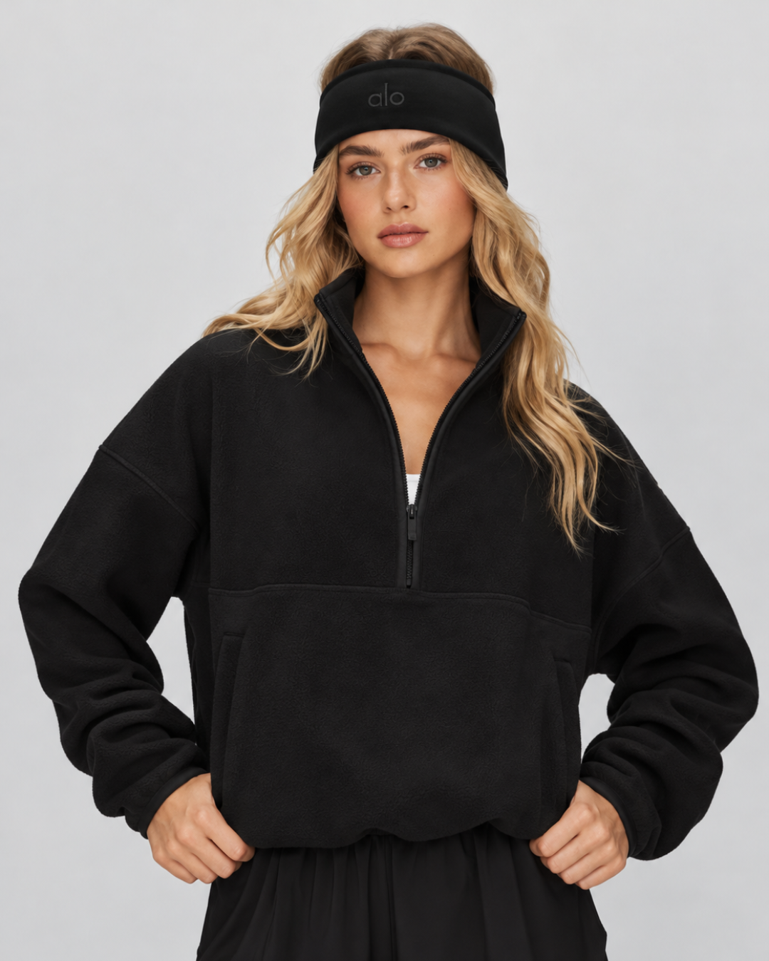 Alo Polar Fleece Retreat Cover Up Black