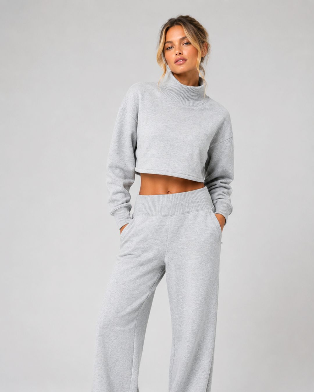 Alo Serenity Wide Leg Sweatpant Athletic Heather Grey