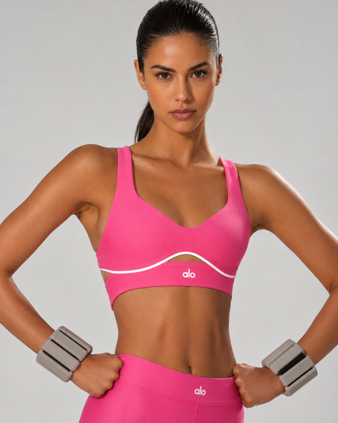 Alo Airlift Speedwork Set Bra and Leggings Paradise Pink