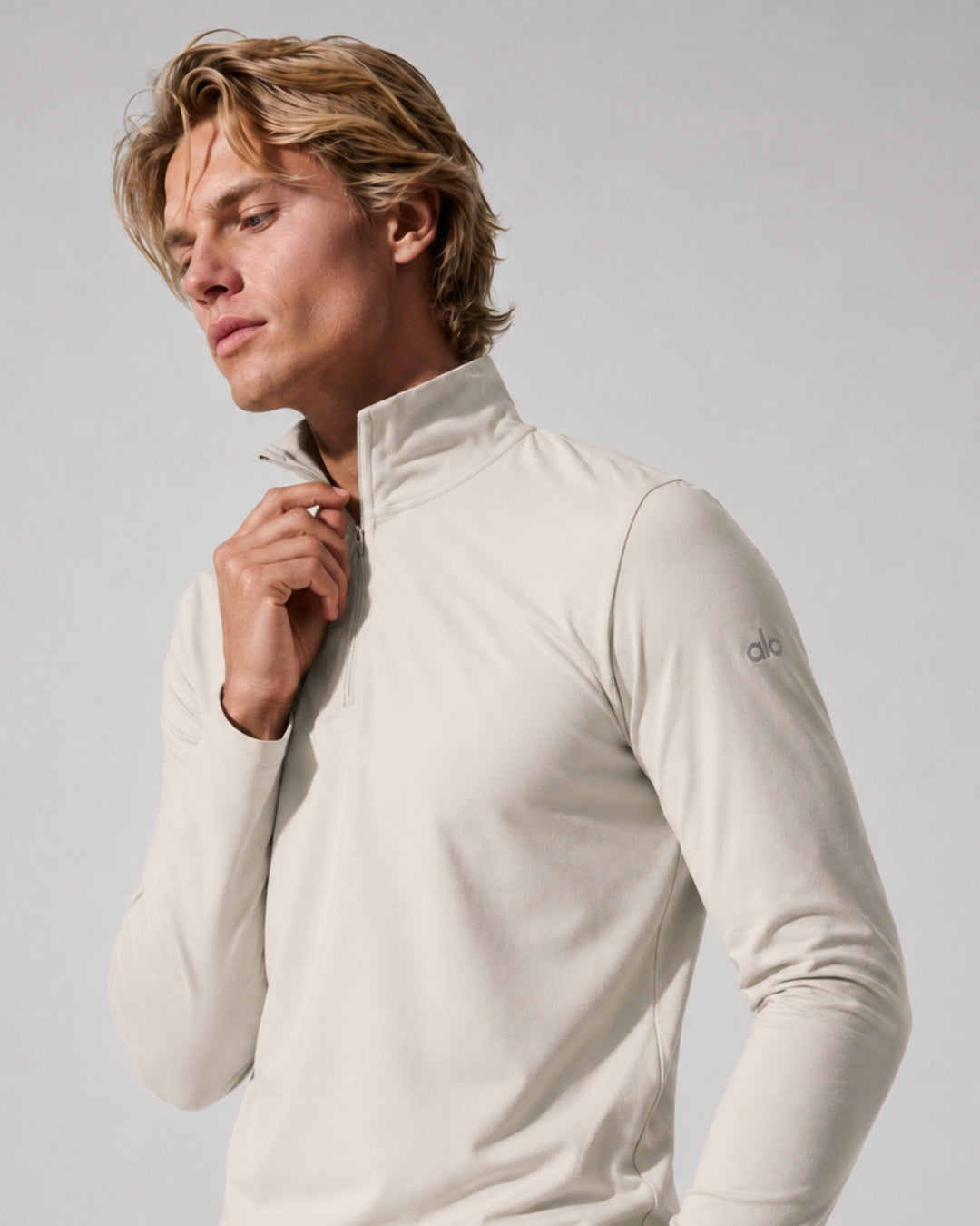 Alo Conquer 1/4 Zip Reform Long Sleeve Bone