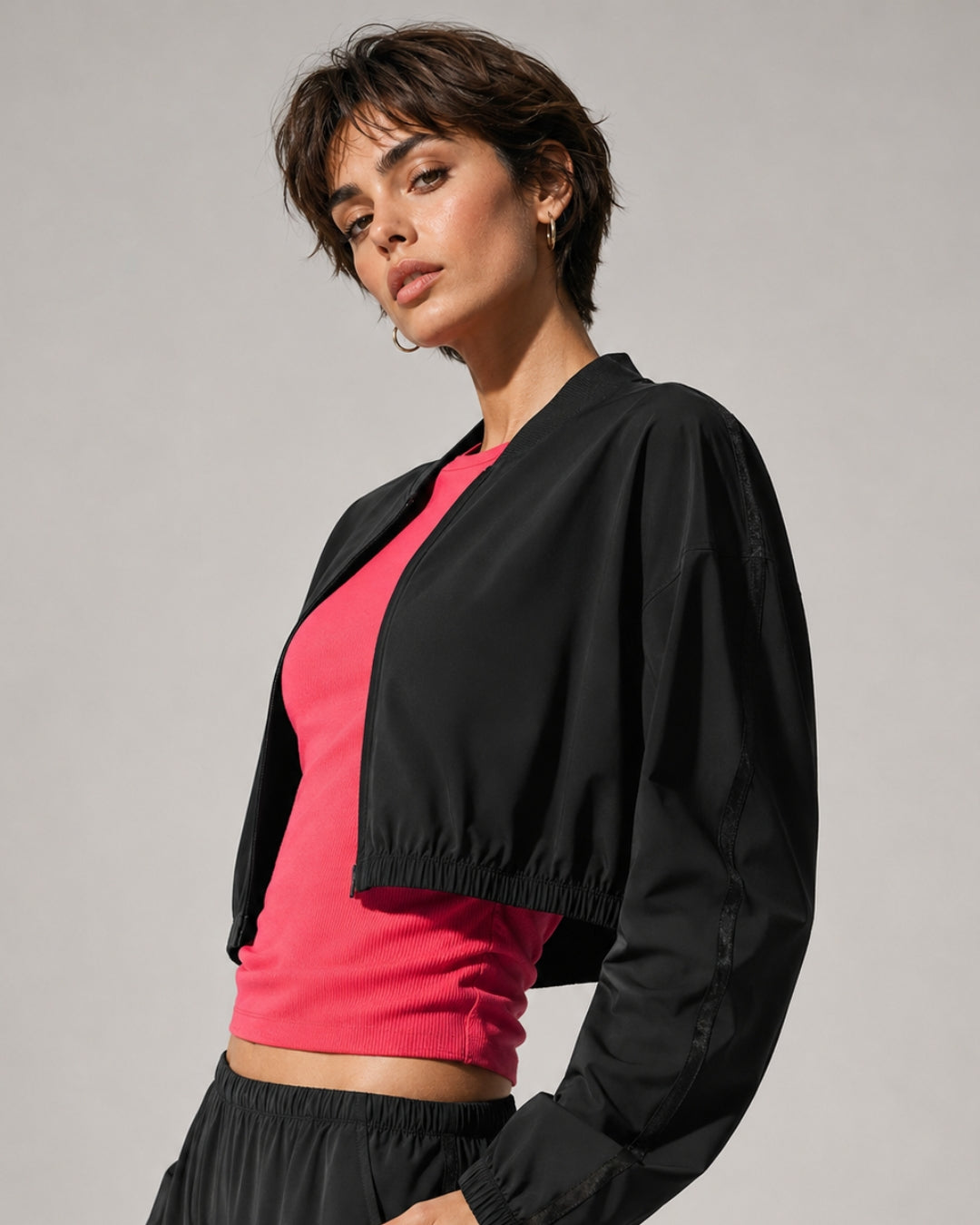 Alo Cropped Breezy Full-Zip Cover Up Black