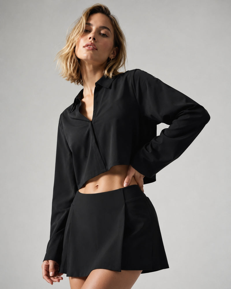Alo Cropped Unmatched Long Sleeve Black