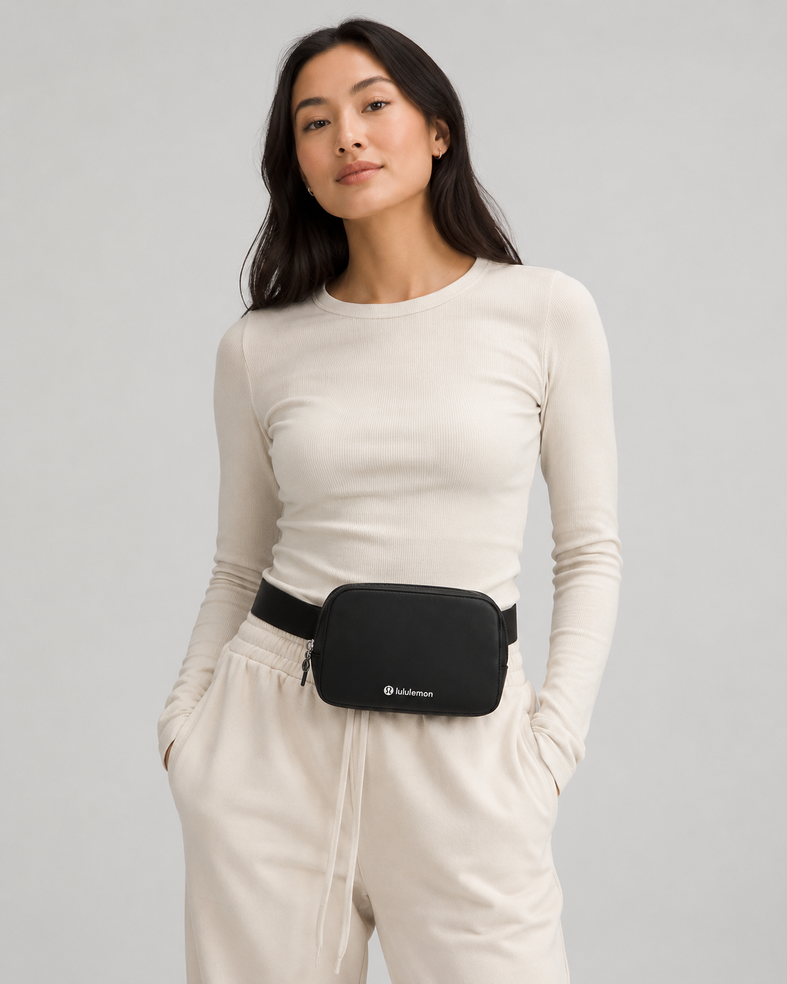 Lululemon Black Cactus Leather Crossbody Belt Bag