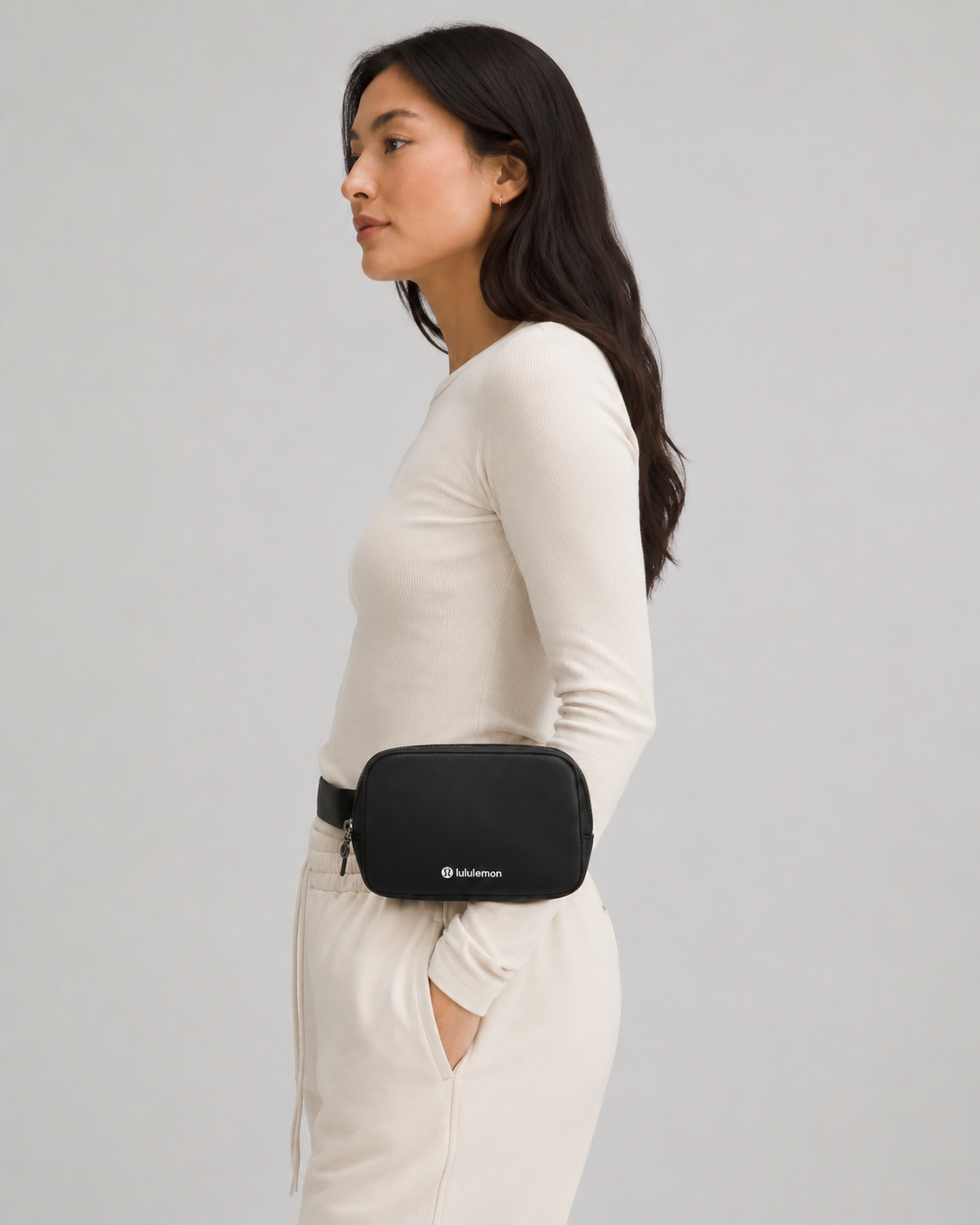 Lululemon Black Cactus Leather Crossbody Belt Bag