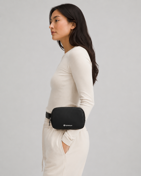 Lululemon Black Cactus Leather Crossbody Belt Bag