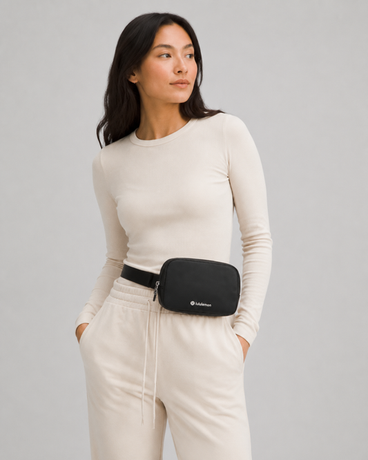 Lululemon Black Cactus Leather Crossbody Belt Bag