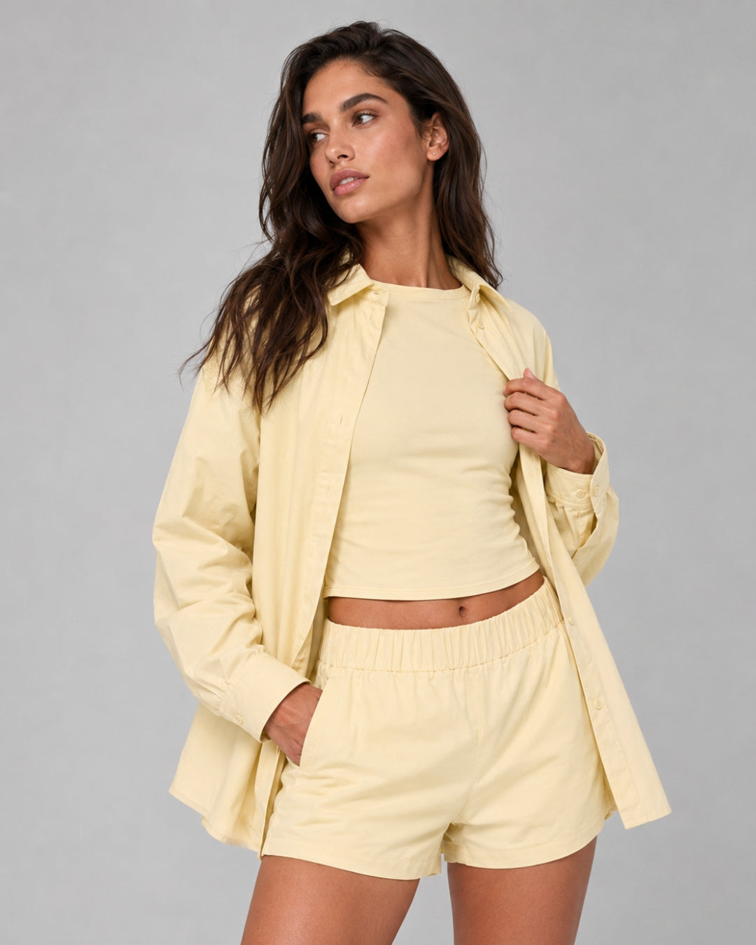 Alo Socialite Shacket Candlelight Yellow