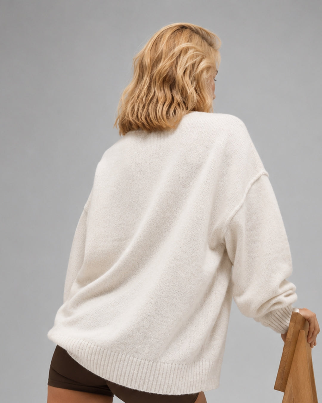 Alo Unisex Wool Cashmere New Class Crewneck Sweater Bone