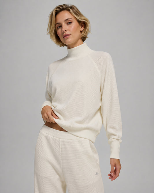 Alo Waffle Weekend Escape Mock Neck Long Sleeve