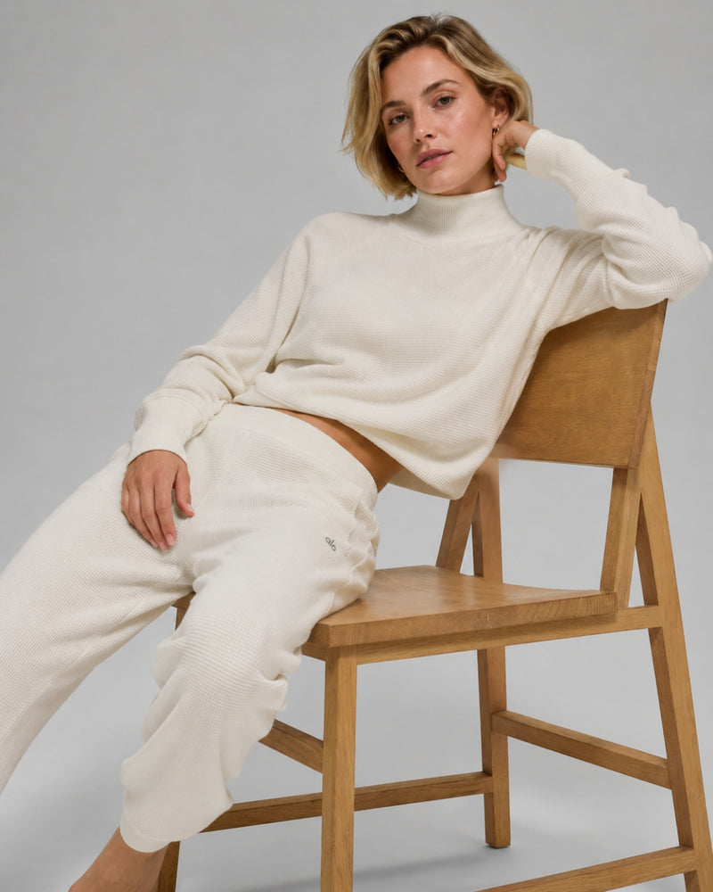 Alo Waffle Weekend Escape Mock Neck Long Sleeve