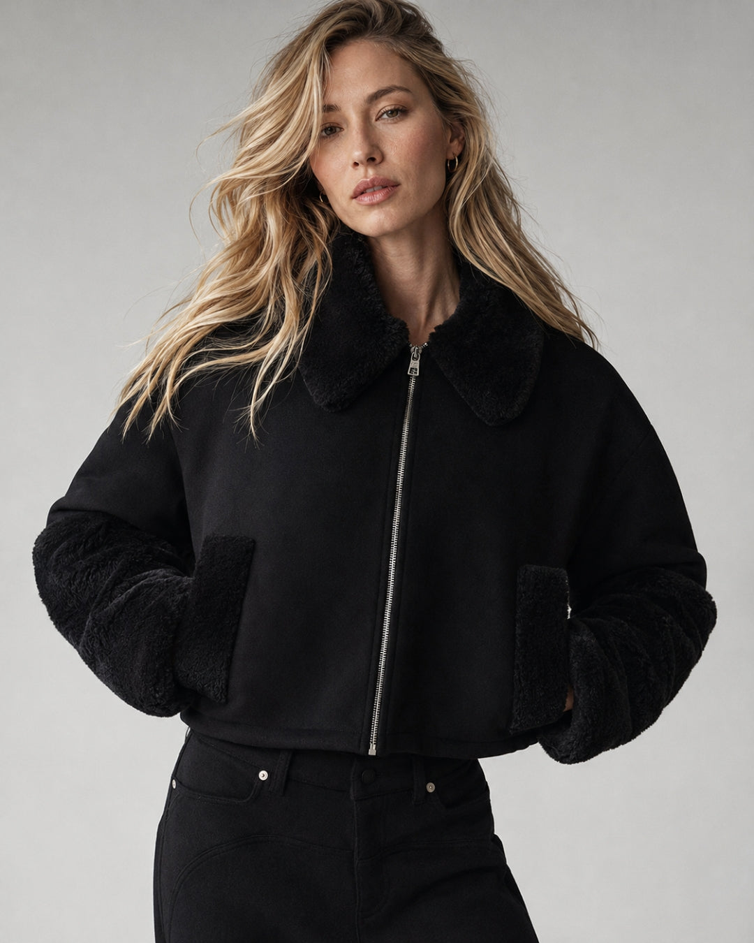 Alo Wool Blend Nightfall Bomber Black