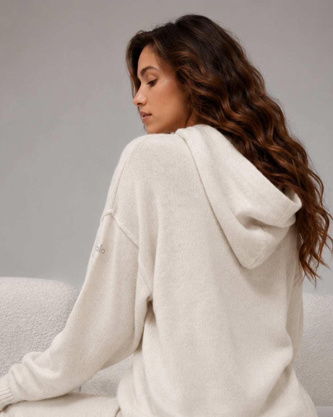 Alo Wool Cashmere New Class Hoodie Bone